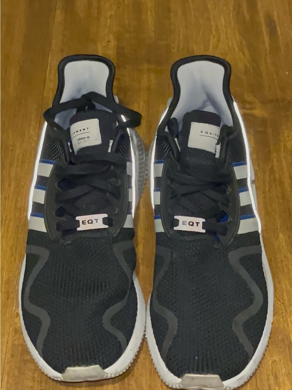 adidas EQT Men’s Black Sneakers with White & Blue Stripes